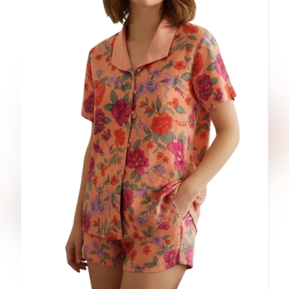 Vintage Victoria's Secret Floral Button Down Long Sleep Shirt Pajama Top | M/L